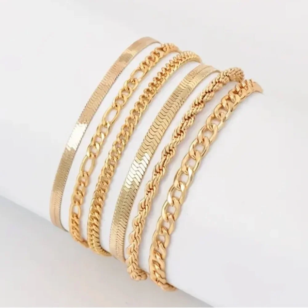 Gold Toned Chain Bracelet Set - Picture 2 of 4